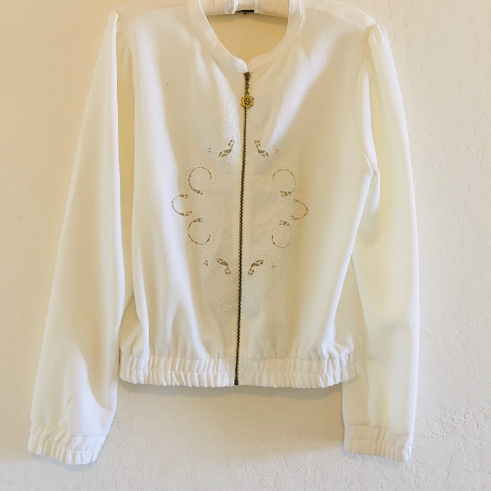 🧥 Anthropologie White bomber jacket